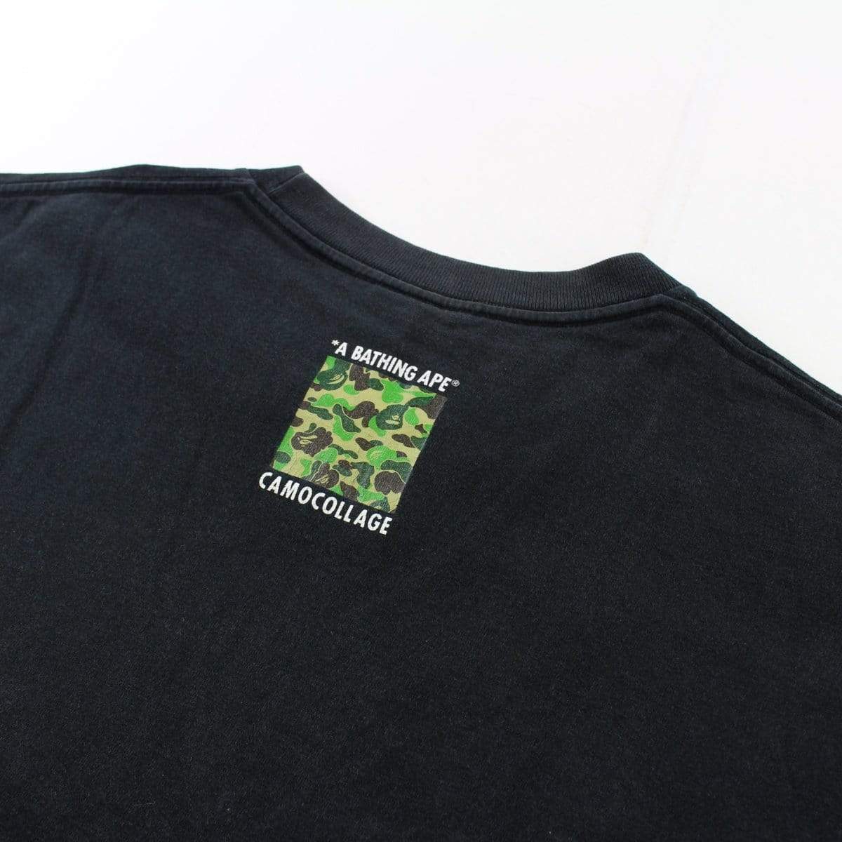 Bape ABC Green Camo Outline College Logo Tee Black - SaruGeneral