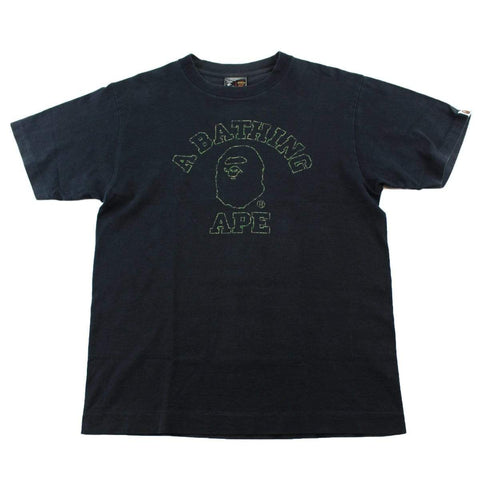 T-shirt Bape ABC Green Camo Outline College avec logo noir