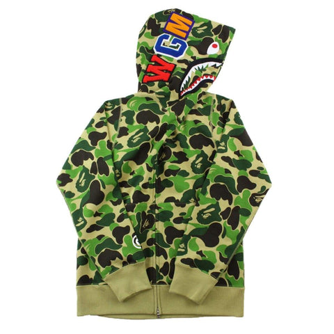 Sweat à capuche zippé Bape ABC Green Camo Shark