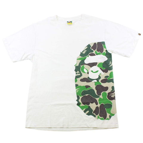 T-shirt Bape ABC vert camouflage avec logo Big Ape sur le côté, blanc