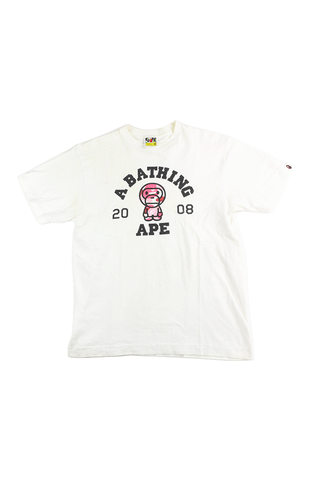 T-shirt Bape ABC rose camouflage Milo College avec logo blanc