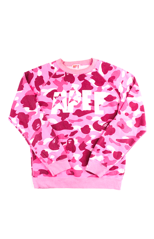 Pull ras du cou Bape Aape rose camouflage