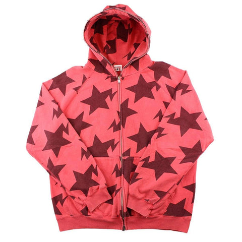 Bape All Over Bapesta Print Full Zip Red