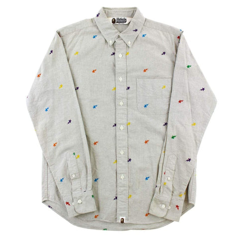 Bape All Over Bapesta Print Shirt Grey