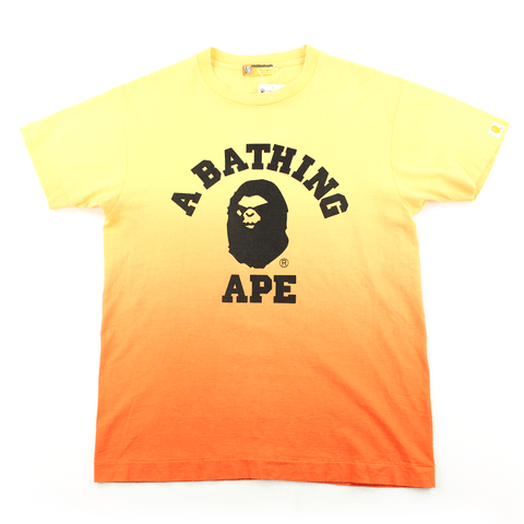 Bape Angry Face College Logo Gradient Tee Orange