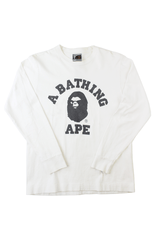 T-shirt à manches longues Bape Angry Face College avec logo blanc