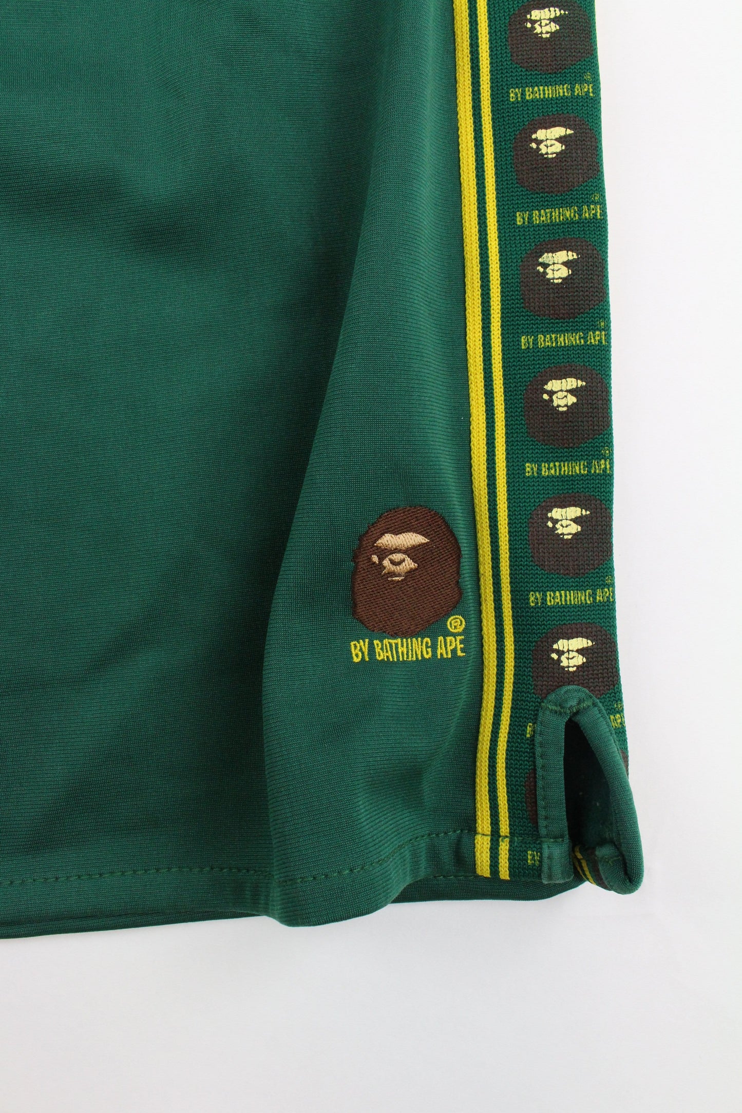 Bape Angry Face Stripe Shorts Green - SaruGeneral