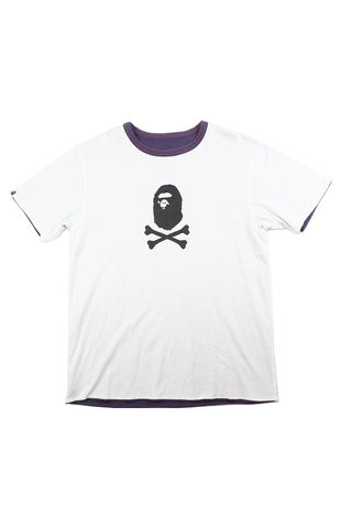 Bape Ape Crossbones Logo Reversible Purpe Tee White
