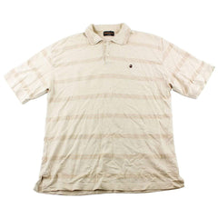 Polo Bape à rayures beiges avec logo tête de singe