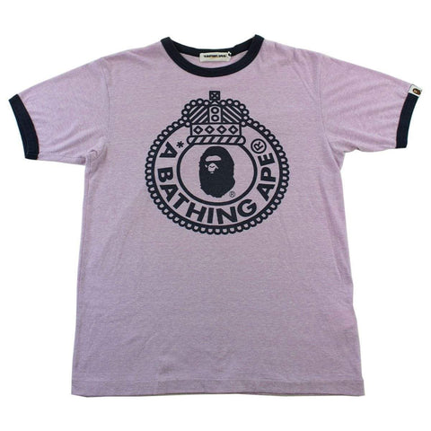 T-shirt violet avec logo Bape et couronne circulaire