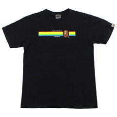 Bape Ape Logo Rainbow Stripe Tee Black