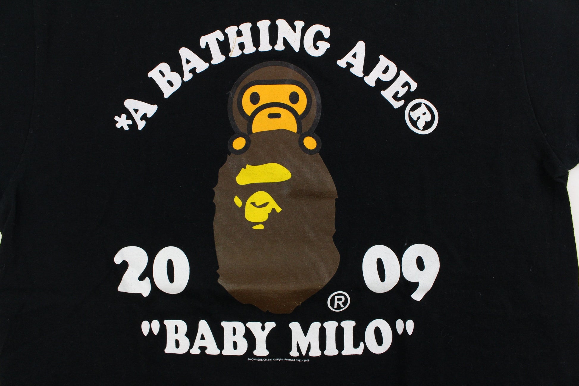 Bape Ape Milo 2009 Text Tee Black - SaruGeneral
