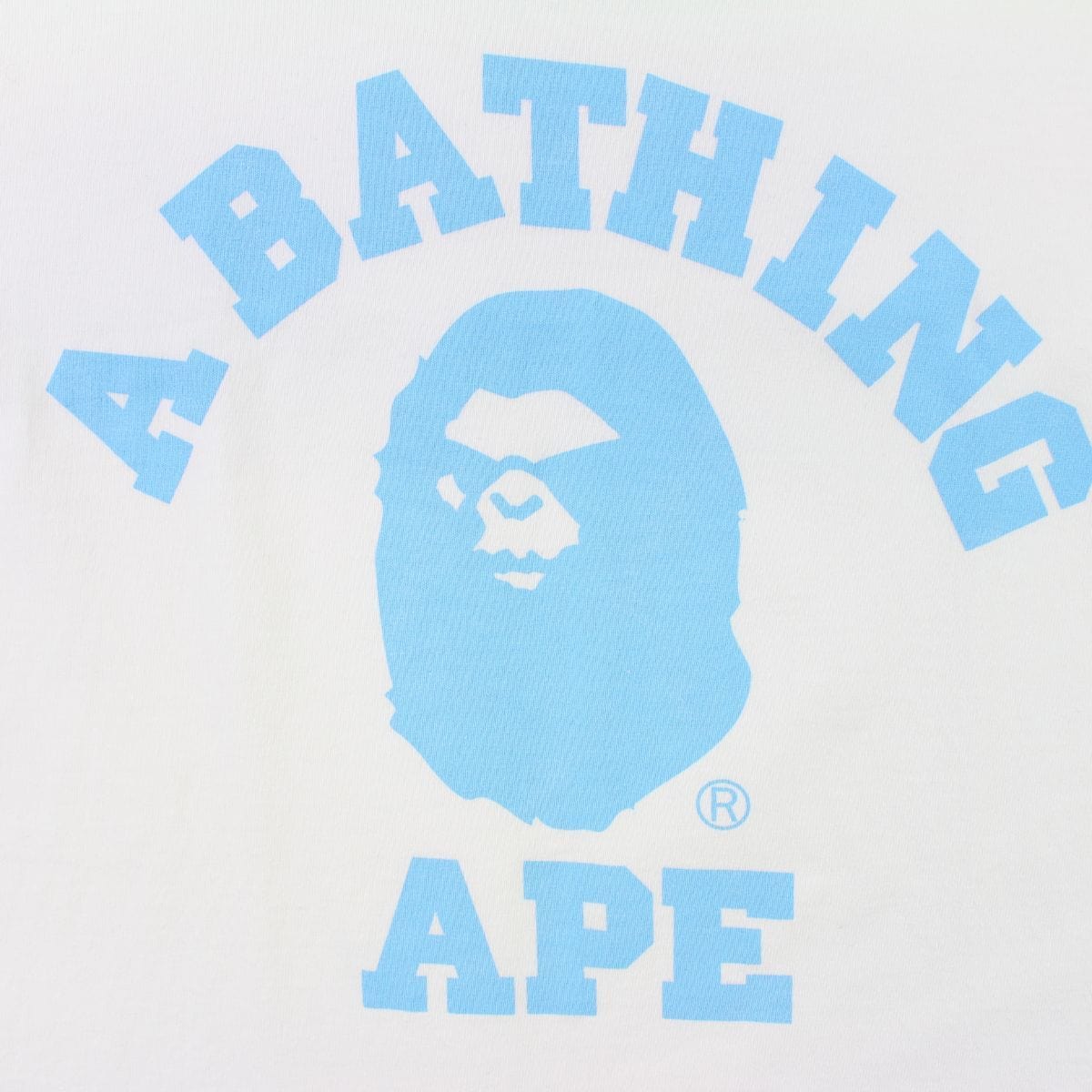 Bape Baby Blue Angry Face College Logo LS White - SaruGeneral