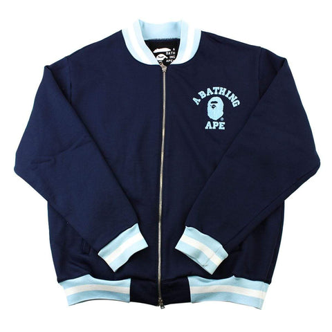 Veste universitaire Bape Baby Blue College Logo Bleu marine
