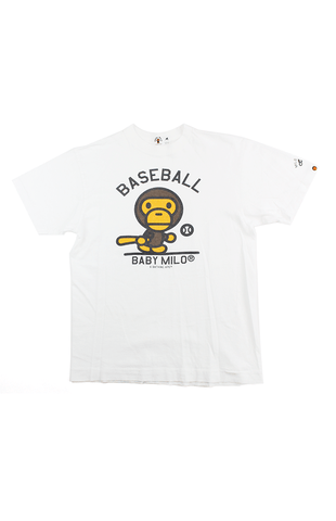 T-shirt de baseball Bape Baby Milo blanc