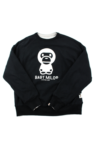 Pull ras du cou réversible noir et gris Bape Baby Milo