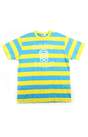 T-shirt à rayures bleu et jaune Bape Baby Milo