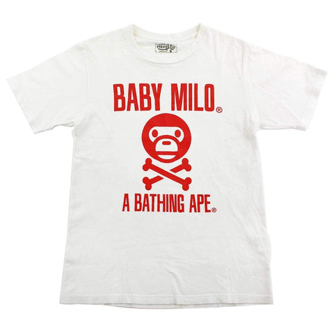 T-shirt Bape Baby Milo Red Crossbones blanc