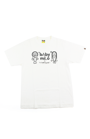T-shirt Bape Baby Milo blanc avec dessin de figurine