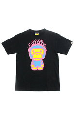 Bape Baby Milo Pink Flaming Head Tee Black