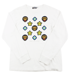 Bape Baby Milo Fleurs et étoiles Monogram LS Blanc
