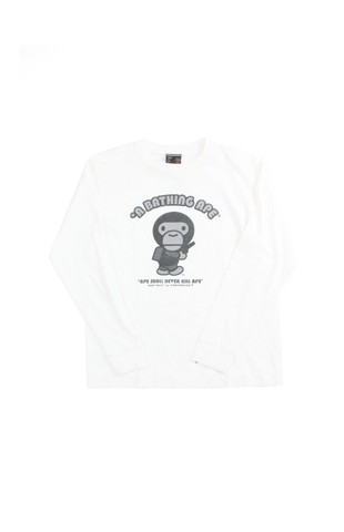 Bape Baby Milo Generals Gun LS Blanc