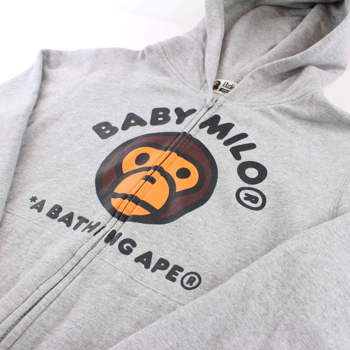 Bape Baby Milo Logo Full Zip Hoodie Grey - SaruGeneral