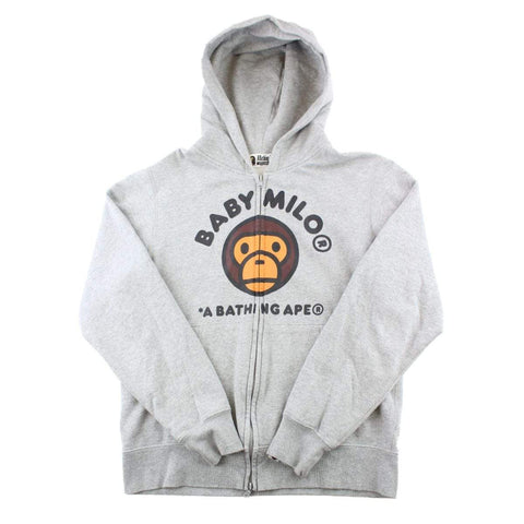 Sweat à capuche zippé Bape Baby Milo avec logo gris