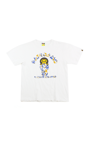 T-shirt camouflage orange et bleu Bape Baby Milo blanc