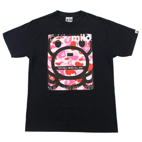 T-shirt Bape Baby Milo rose camouflage carré noir