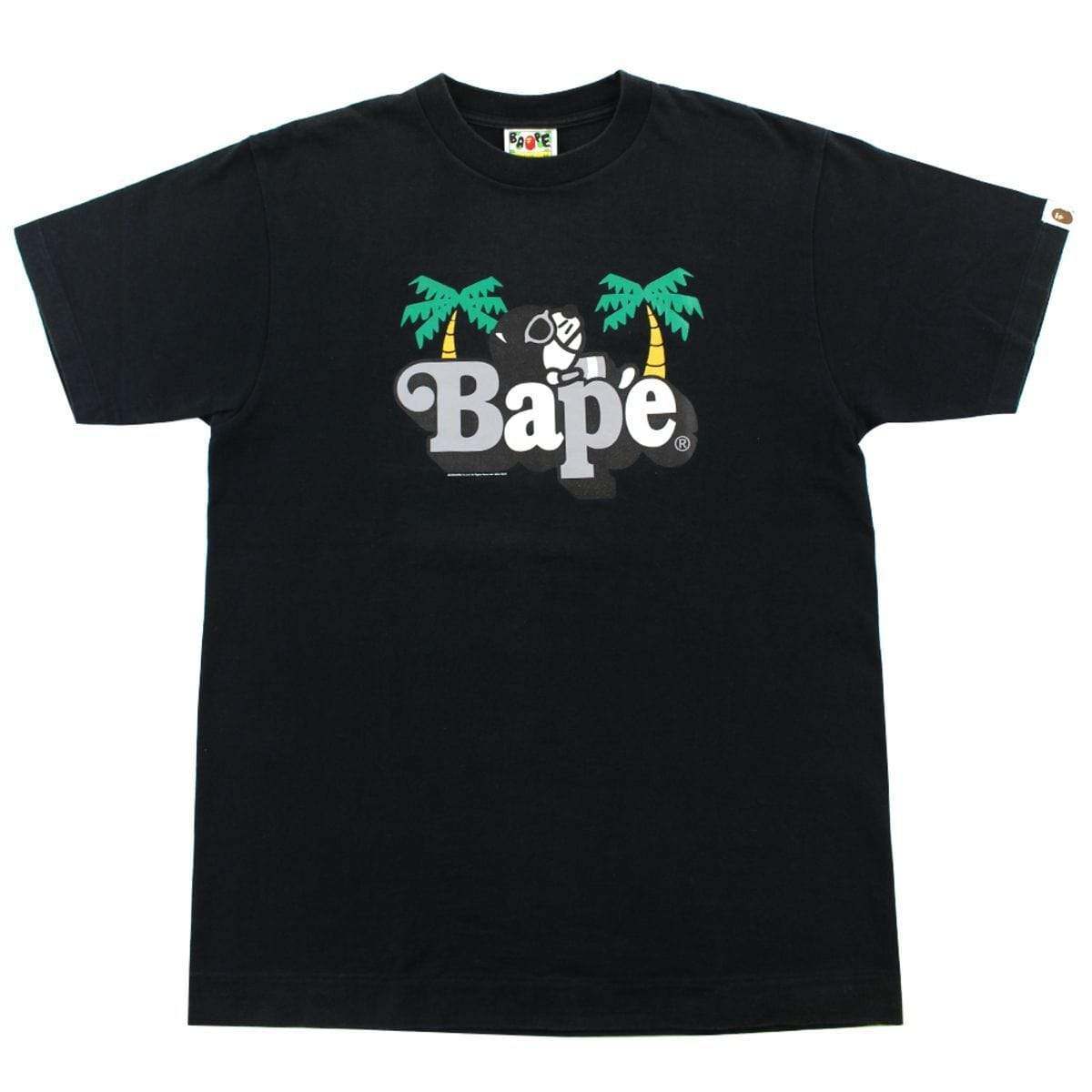 Bape Baby Milo Racoon Palm Tree Tee Black - SaruGeneral