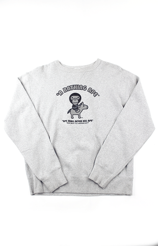 Pull ras du cou Bape Baby Milo on Horse gris
