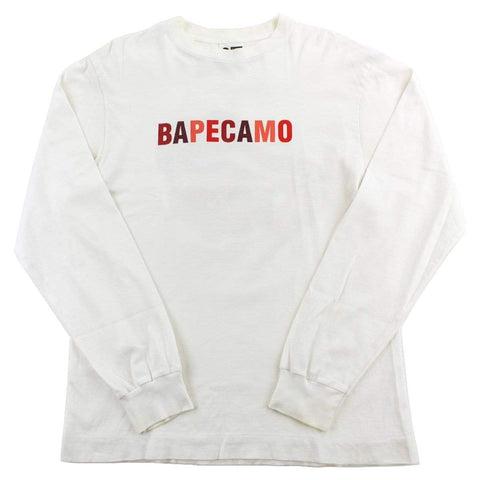 Bape Bapecamo Rouge Texte LS Blanc