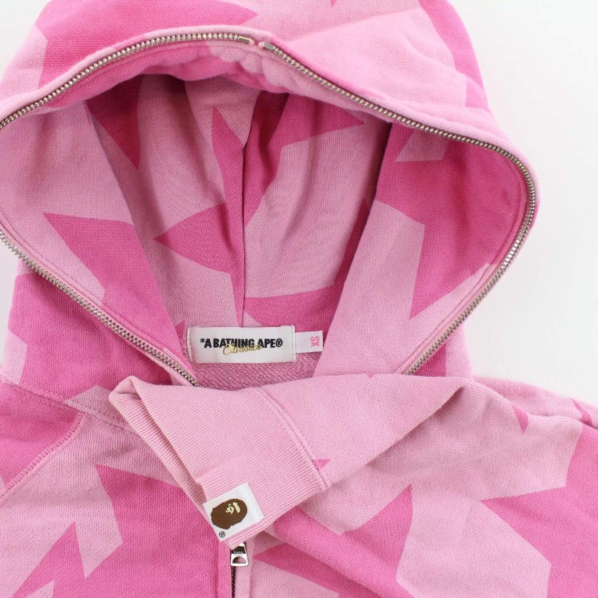 Bape Bapesta Allover Print Fullzip Hoodie Pink - SaruGeneral