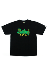 T-shirt Bape Bathing Ape vert jaune avec texte noir