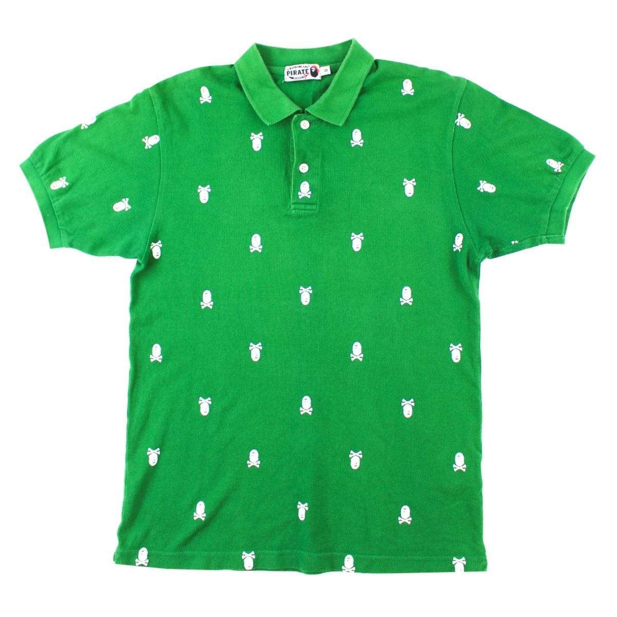 Bape Big Ape Crossbones Polo Shirt Green - SaruGeneral