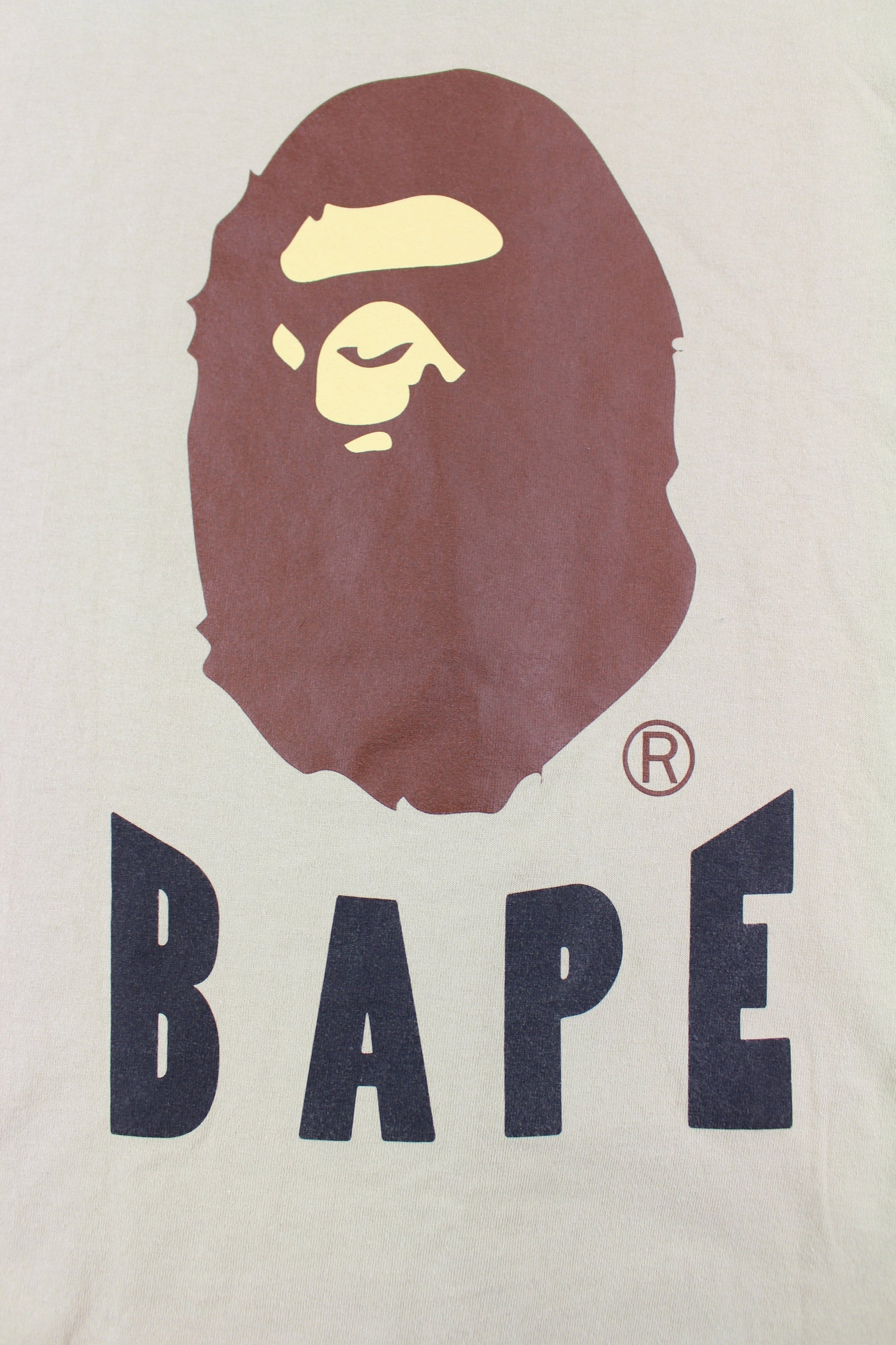 Bape Big Ape Logo Text Tee Tan - SaruGeneral