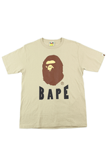 Bape Big Ape Logo Text Tee Tan