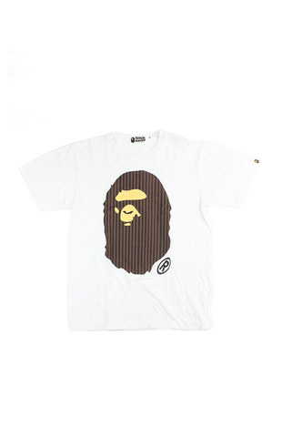 T-shirt Bape Big Ape à rayures fines, blanc