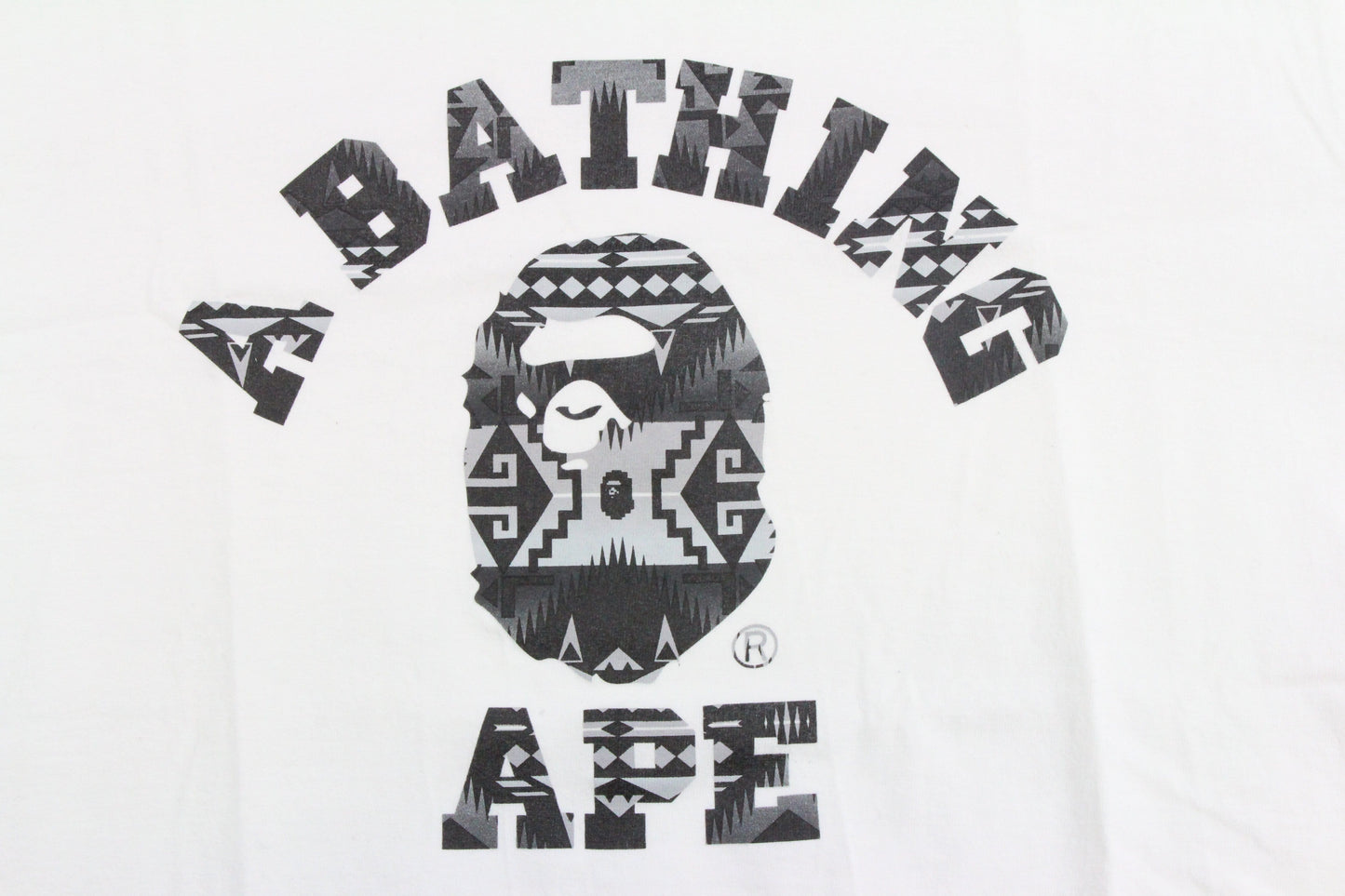 Bape Black Aztec College Logo Tee White - SaruGeneral