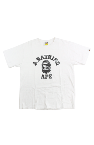 T-shirt Bape noir avec logo Aztec College blanc