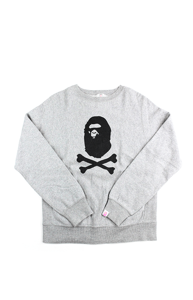 Bape Black Big Ape Crossbones Crew Grey - SaruGeneral
