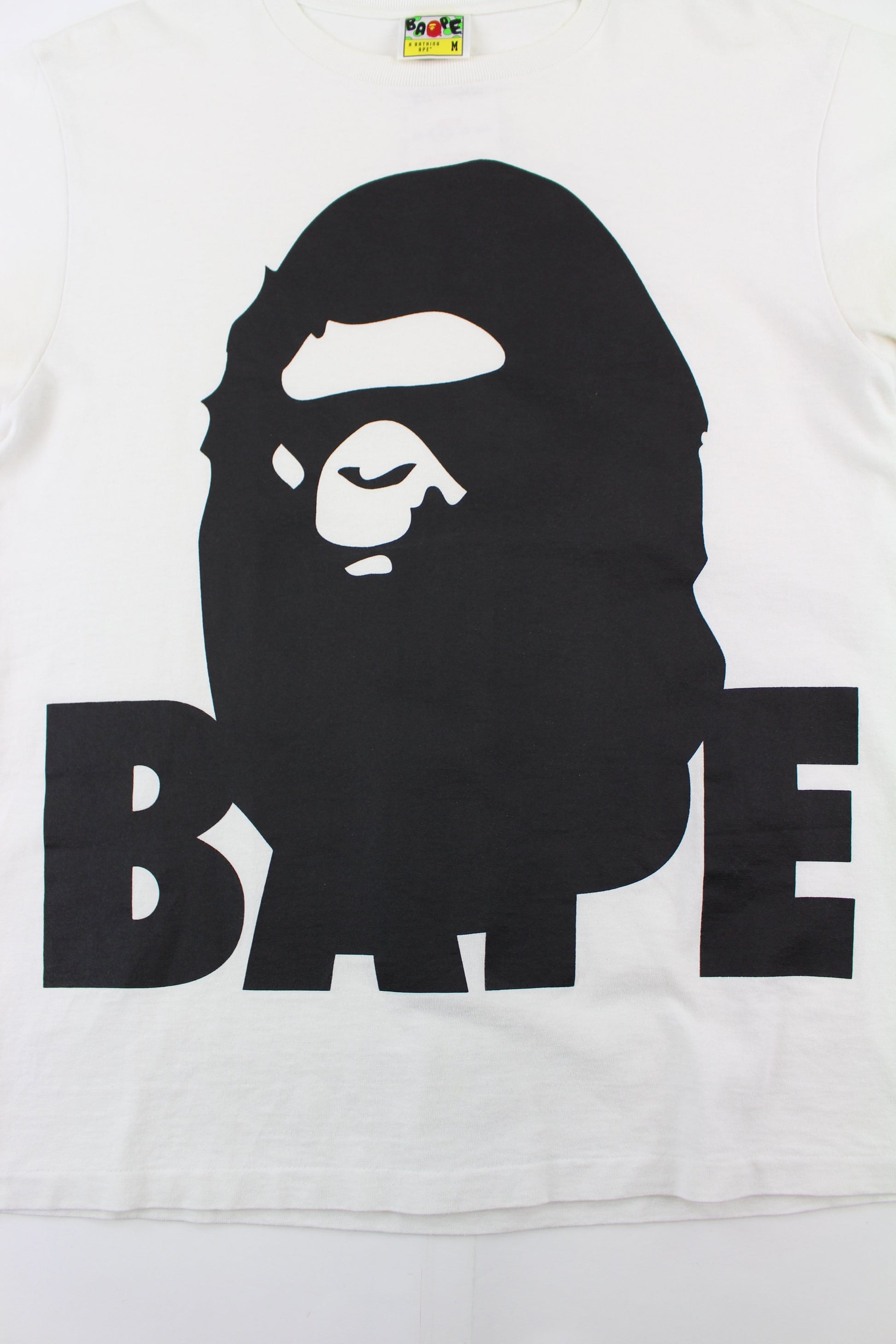 Bape Black Big Ape Text Tee White - SaruGeneral