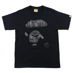 Bape Black Camo Ape Face Logo Tee Black