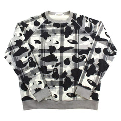 Pull ras du cou Bape gris camouflage et à carreaux