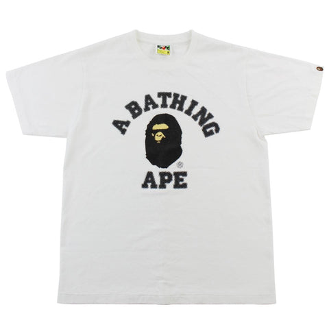 T-shirt Bape blanc camouflage demi-ton avec logo Big Ape noir