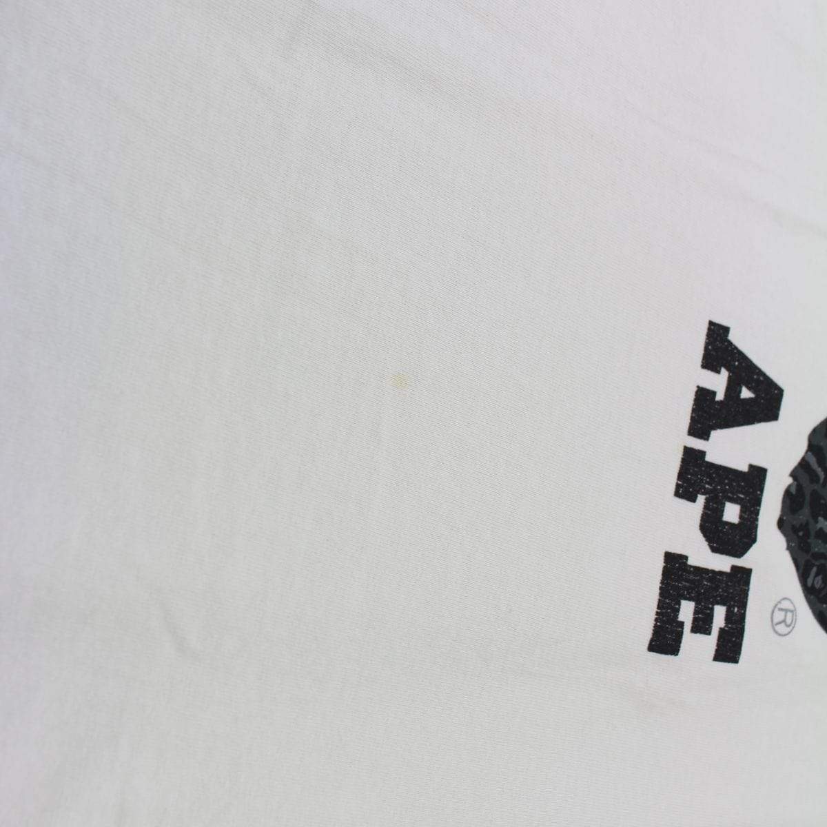 Bape Black Leopard Print College Logo Tee White - SaruGeneral