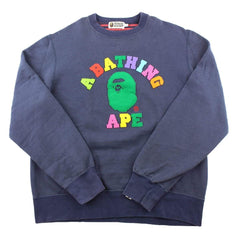 Pull ras du cou Bape Block Colour College Logo bleu marine