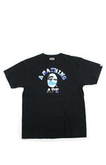 Bape Blue AZTEC Stitch College Logo Tee Black