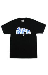T-shirt Bape bleu camouflage Ape texte noir